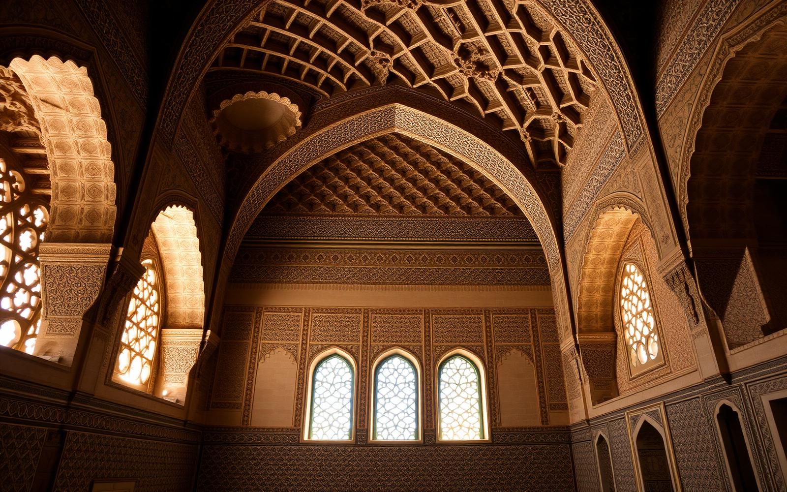 Stucs et arcs des Palais Nasrides de l'Alhambra